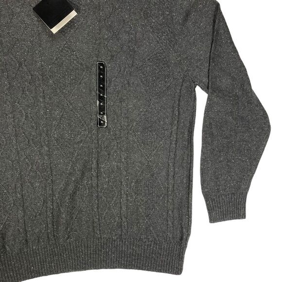 Tricots St. Raphael Sweater Mens XL Gray Cable Knit Fisherman Dark Academia NEW - Picture 5 of 16